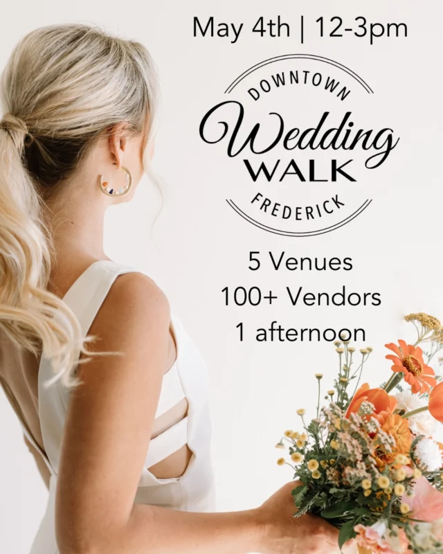 It’s officially 1 week until the Downtown Frederick Wedding Walk!! 

Our friends @colonialjewelers know how to throw an amazing event 🤍 Link is in our bio for last-minute tickets

All ticket sales benefit the @hurwitz_breast_cancer_fund 

The Schedule:
Check in at Citizens Ballroom: 11:30am-12pm
Wedding Walk: 12-3pm
Champagne and cake sampling at Colonial Jewelers: 3-3:30pm
Cake Dig with Sage Cakery: 3:30pm
After party at Idiom: 4pm

#citizensballroom #marylandweddingvenue #marylandwedding #dmvwedding #historicweddingvenue #2025wedding #weddingtrends #pinterestwedding #2025bride #2025weddingtrends #weddingwalk #frederickweddingwalk