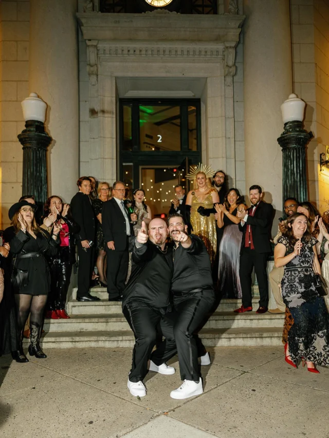 This is your sign to wear matching outfits to end the night

PHOTO: @etherealloveco
SUITS: Bushlers of Baltimore
SHOES: @louboutinworld
INVITATIONS: @minted
FLORIST: DIY
FOOD: @peruvianbrothers
DESSERT: @gocodough and @nightingaleicecream 
DJ + ENTERTAINMENT: @benefactorevents

#citizensballroom #marylandweddingvenue #marylandwedding #dmvwedding #historicweddingvenue #2025wedding #weddingtrends #pinterestwedding #2025bride #2025weddingtrends