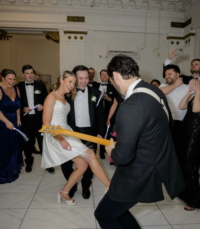 When the band joins the crowd you know it’s a good party!!

Photography @niandxiaophotography
Planner @wilsondesignsandevents
Rental @selecteventgroup
HMA @truecolorsbeautyco
Floral @lechateaudecrystale
Catering @libscatering
Band @bachelorboysband
Cake @boulangeriechristophe
Bridal gown @ashleygracebridal

#citizensballroom #marylandwedding #marylandweddingvenue #historicweddingvenue #fetewell #dmvweddingvenue #2025wedding