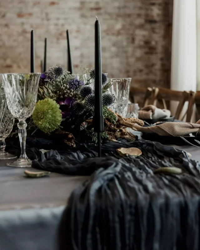 Autumn at its most dramatic. This design embraced the season with edge, elegance, and intention.

Planner + Invites: @moonbeamweddings
Venue: @savannahbottlworks @fetewell
Florist: @graceandthornsav
Photography: @redskyphotoco
Dress: @camelliasavannah
Suit: @sitchandtie
Beauty: @wonderland_beautybar
Rentals: @eventworksrentals
Oyster Place Cards: @shellsworthybeautyfortsc

#fallwedding #savannahbottleworks #savannahgeorgia #savannahwedding #savannahweddingvenue #georgiawedding #georgiaweddingvenue #fetewell #weddingvenue #eventvenue #historicvenue