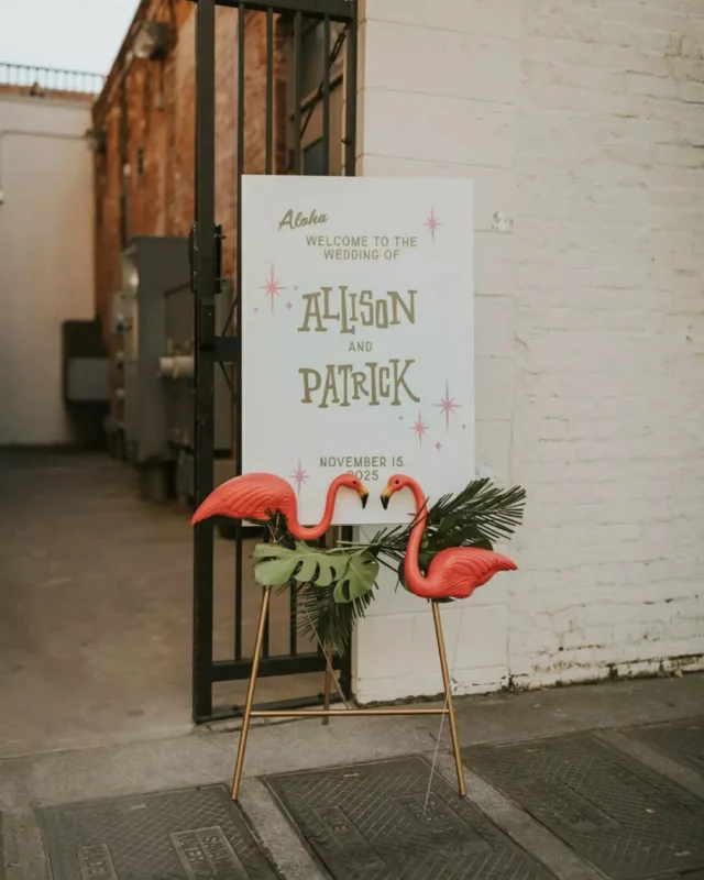 Allison and Patrick turned our space into a full tropical oasis and we are still obsessed.

Flamingos, palm leaves, leis on the dance floor — they committed completely and it showed in every corner of the room 🌴✨

Venue: @savannahbottleworks
Planner: @moonbeamweddings @savvyjay1
Photo + Video: @liveslowproductions
Florals: @lollygagfloral
Signage+ Invites: @erinrahill
Beauty: @widowspeaksav
Pies: @mixedfillingspieshop
Catering: @magnoliagrillcatering
DJ: @loganthomasmusic
Dance Floor: @bluechip.co_
Linens + Tableware: @eventworksrentals
Napkins: @somethingvintage
Getaway Car: @callansclassics
Bride: @allisondupuis
Groom: @theonetruepatrick

summer wedding. savannah georgia. summer wedding ideas. georgia wedding venue. savannah historic district. summer wedding decor. wedding reception.