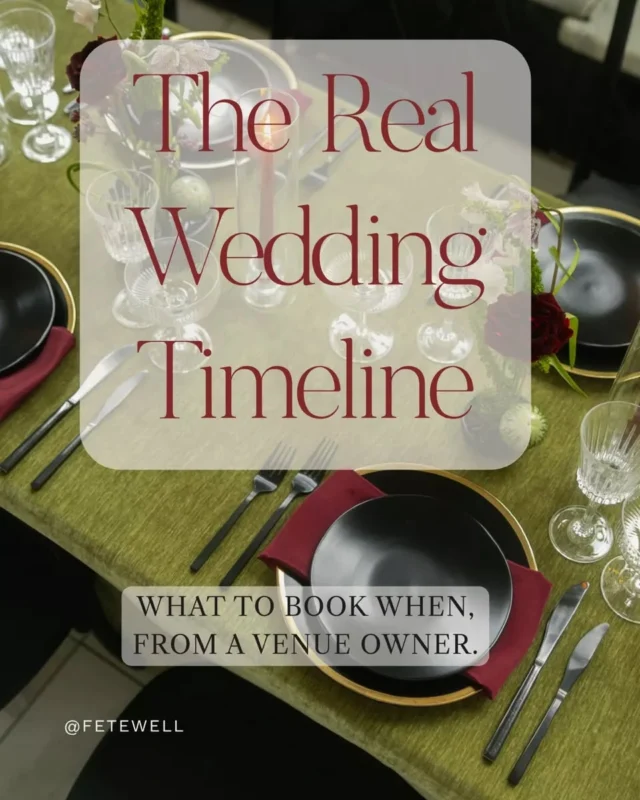 Wedding planning advice is everywhere, but most of it skips the part about timing. Book the wrong thing too late and it costs you — either money, options, or both.

This is the timeline we actually follow, from a venue owner's perspective.
Save this one.

Your future self will thank you.

Venue: @citizensballroom @fetewell 
Photos: @photographedbydrew 
Florals @solandbloomfloralco
Tablescape @simplyfreshevents