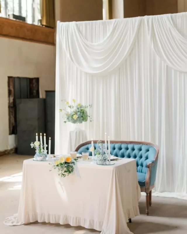 Soft blue, candlelight, and a ceiling that stops you every single time.

@tayloredeventsandrentals brought such a beautiful vision to Continental Square Ballroom — and the space delivered in every frame.
Interested in bringing your own vision here? Styled shoots are available now — link in bio.

Venue: @continentalsquareballroom @thevenueceo @fetewell
Photography: @juliascarboroughphotography @evelynndarrigophotography
Planning, Florals, Rentals: @tayloredeventsandrentals
Models: @108_degrees
Hair and Makeup: @mkupthebeautystudio
Stationary: @rsvp_love
Rentals: @a_to_z_event_rentals
Linens: @premierlinenco
Drapery: @mamas_inflatables