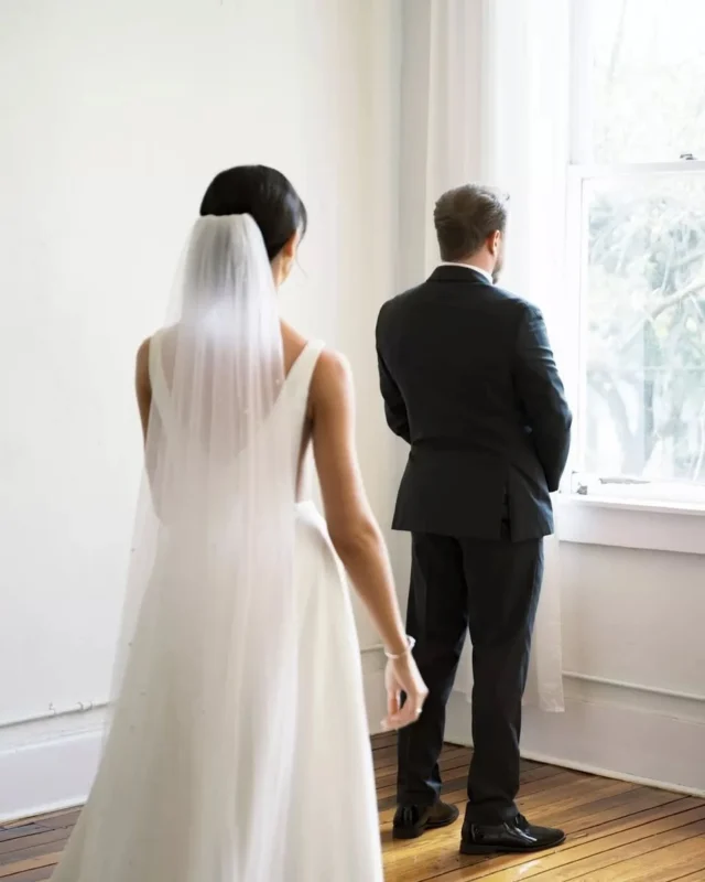 Some moments don't need a crowd. Colleen and John's first look in the White Hall was quiet, intimate, and everything a wedding day should start with.

Venue: @savannahbottleworks @fetewell 
Photo: @ashleecphotography